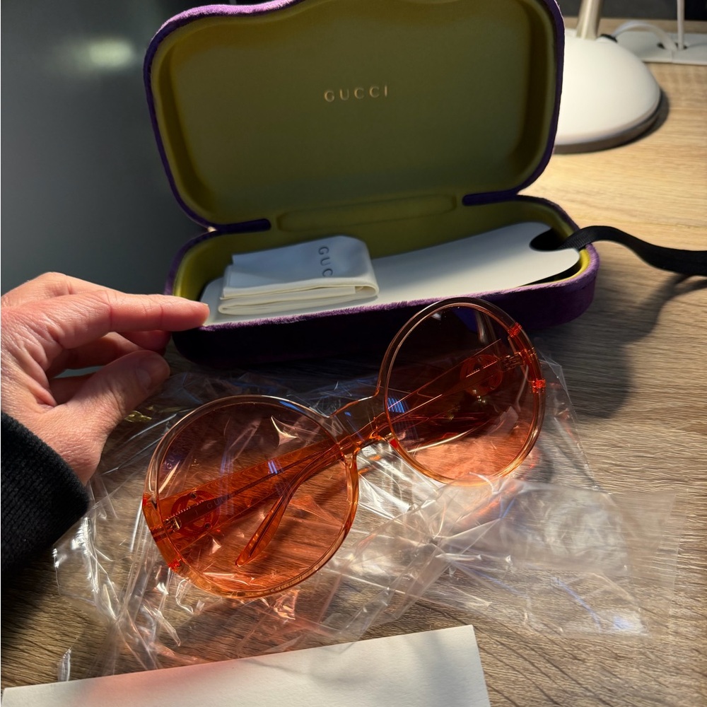Gucci Oversized Orange/Red Sunglasses NWT $750 - Picture 5 of 13